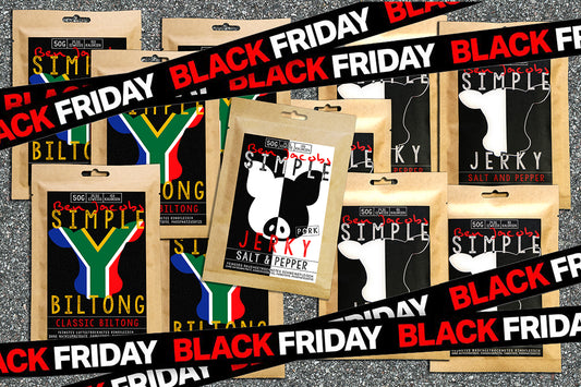 5 x 50g Beef Jerky + 5 x 50g Biltong + 1 busta gratuita di Pork Jerky